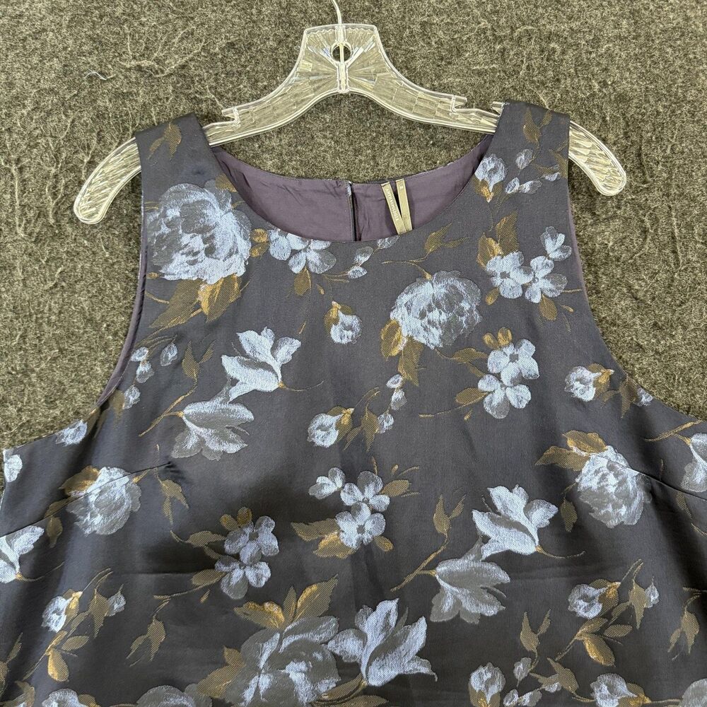 Anthropologie Tank Top Women's Extra Large Blue Floral Jacquard Zip Back - Picture 2 of 8